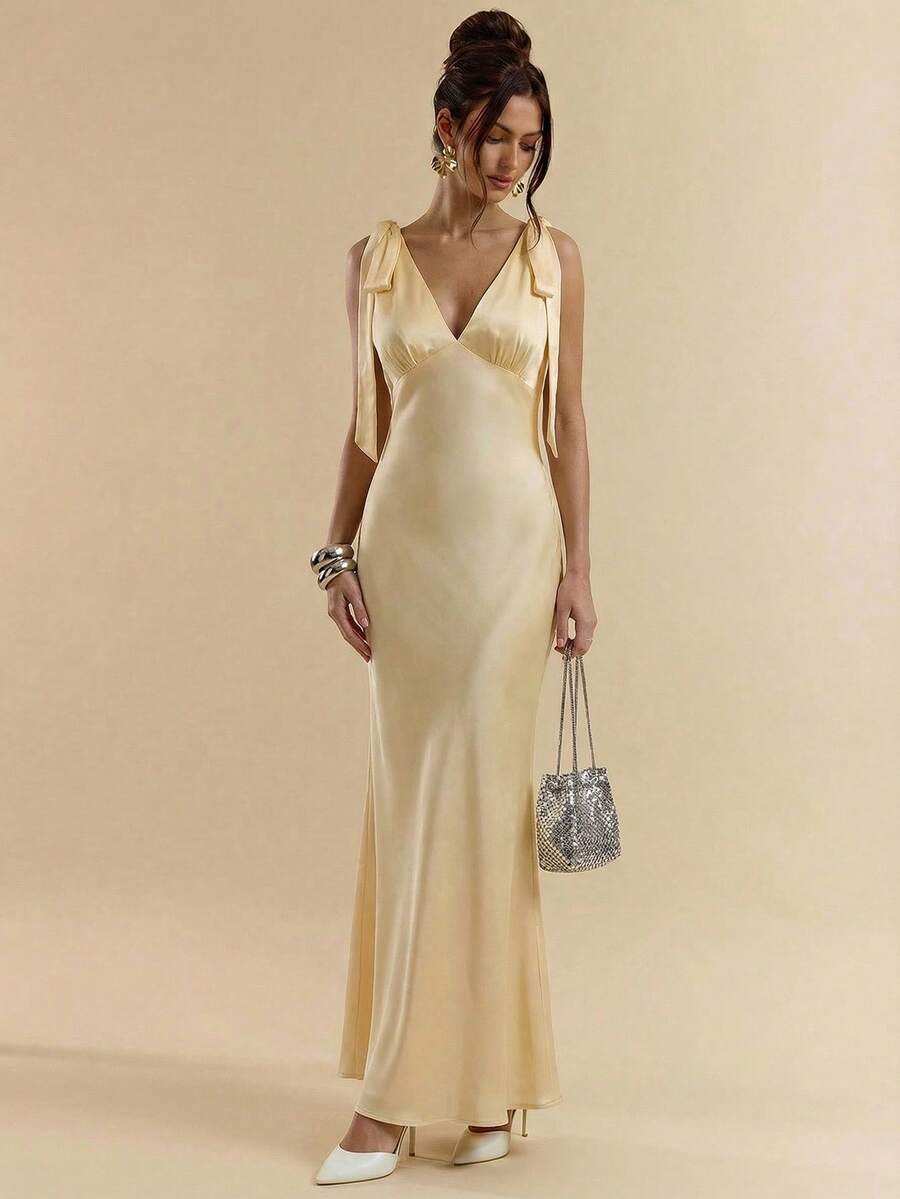 Celeste Deep V Maxi Dress