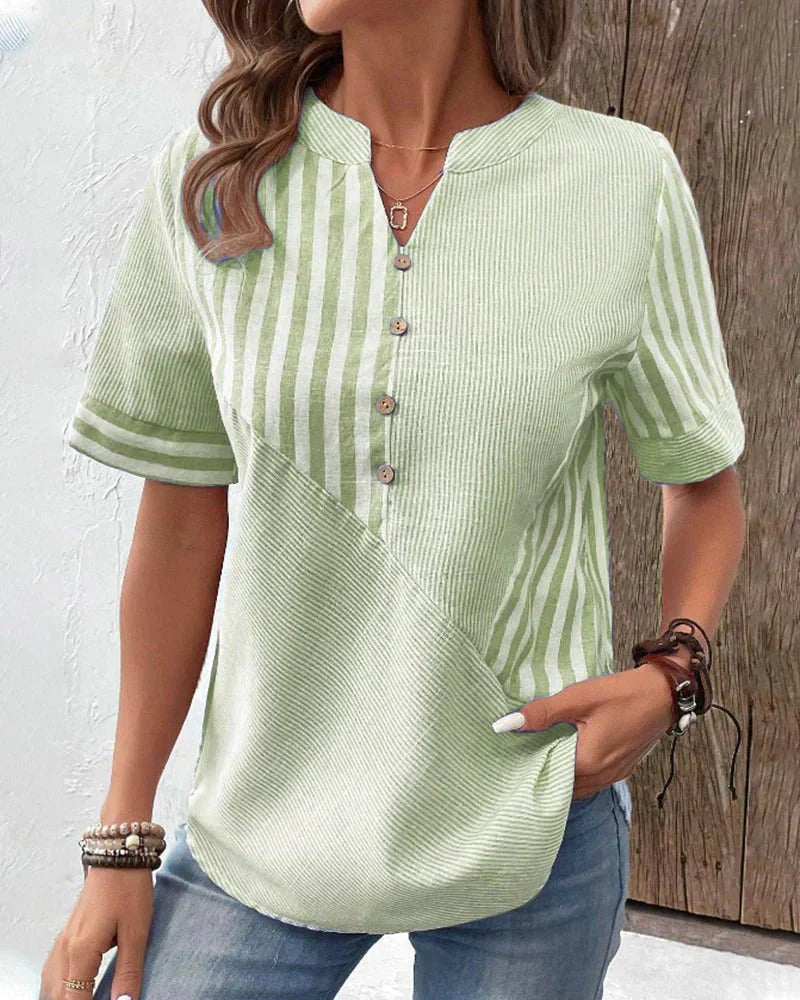 SUSIE – MIXED STRIPE BUTTON TOP