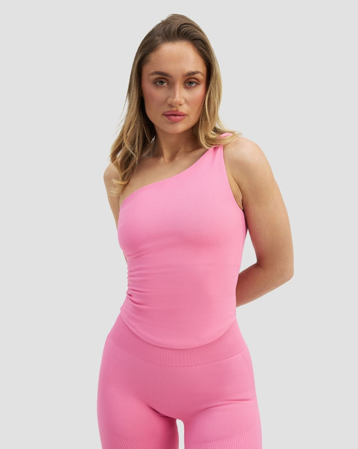 Elevate™ Sculpting Asymmetric Twist Top | Bubble Pink