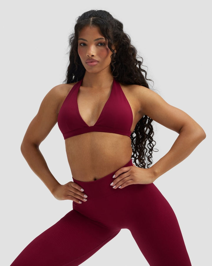 Elevate™ Sculpting Seamless V-Neck Halter Bra | Raspberry