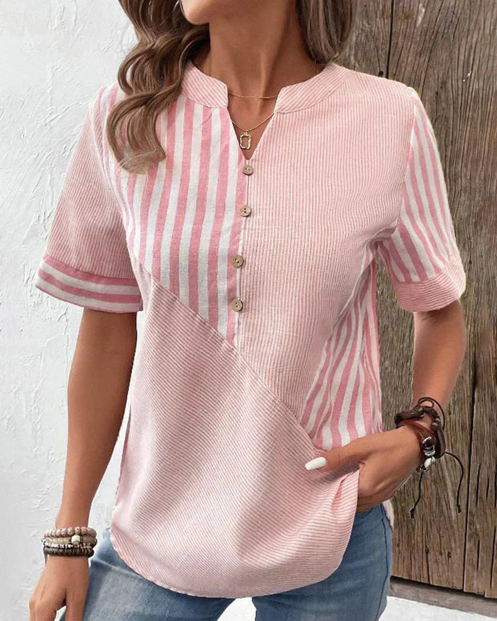 SUSIE – MIXED STRIPE BUTTON TOP