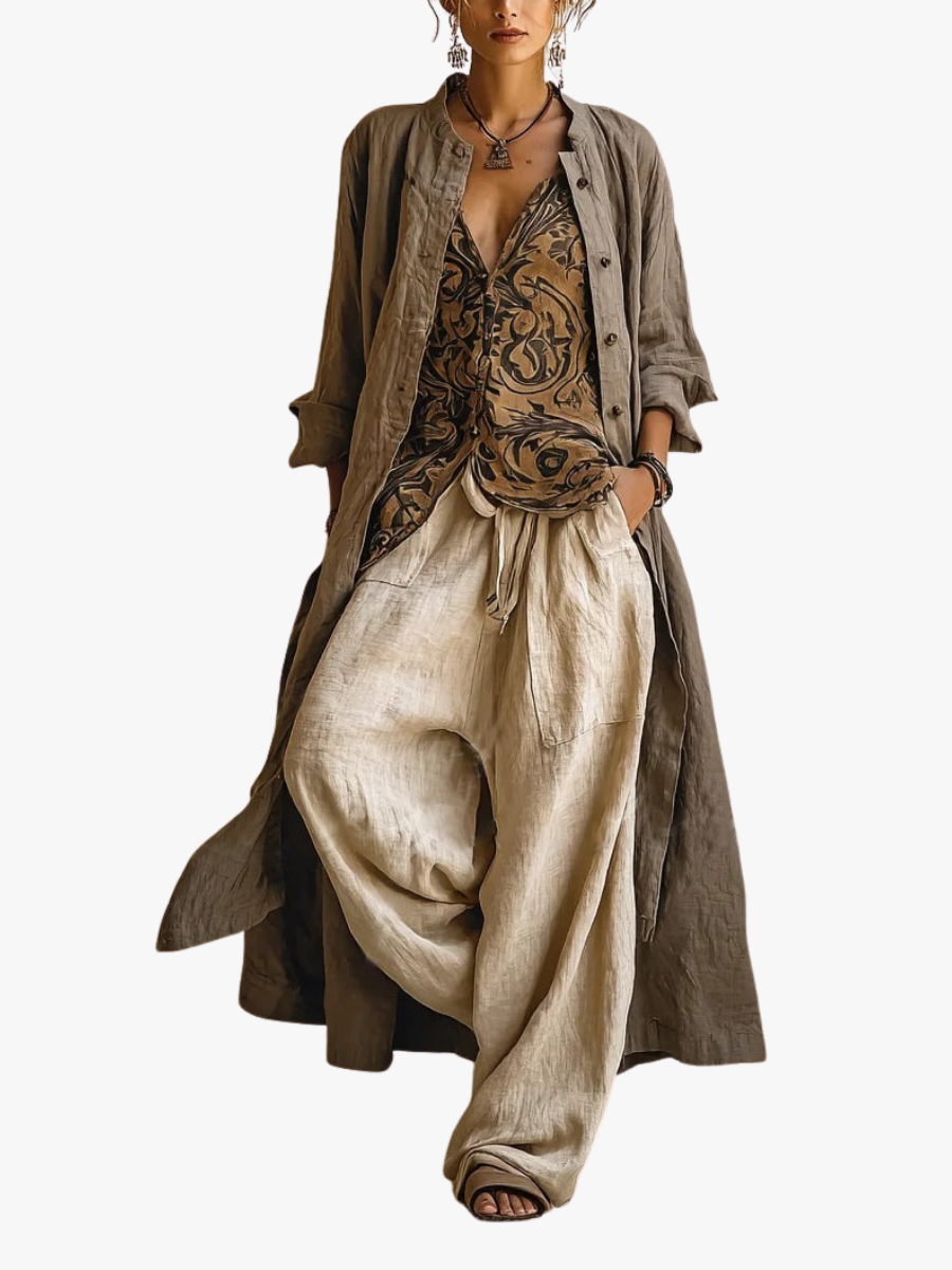 Women's Three-Piece Linen Set