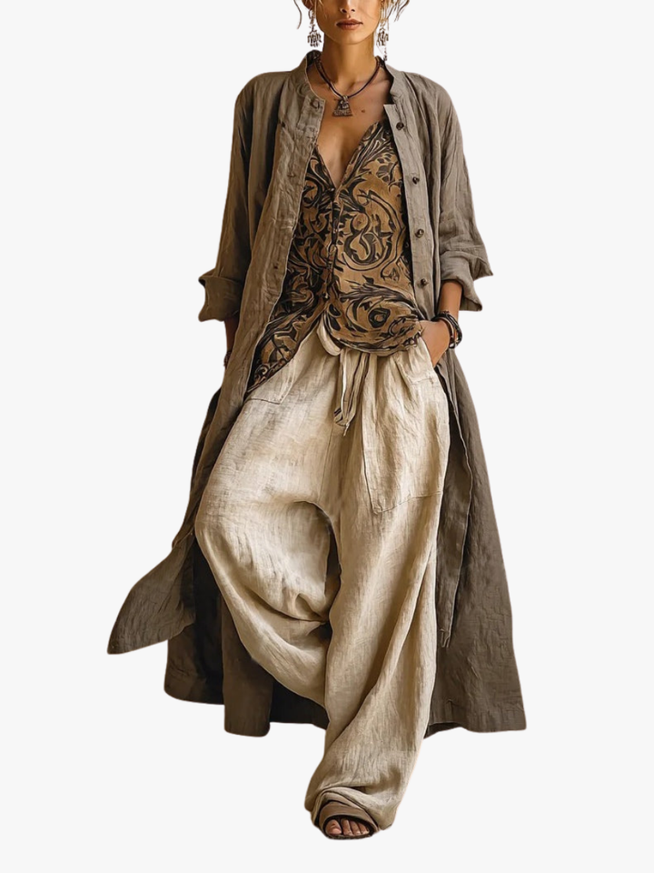 Women's Three-Piece Linen Set
