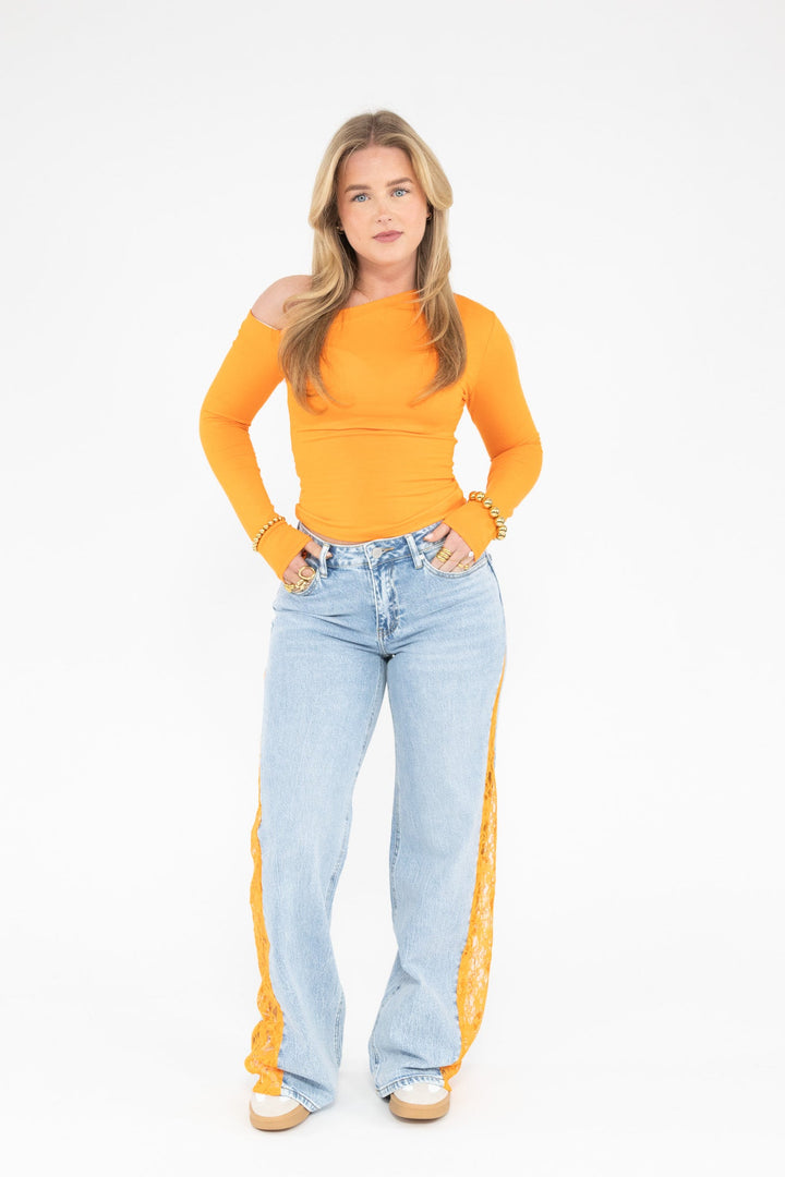 Orange Lace Jeans