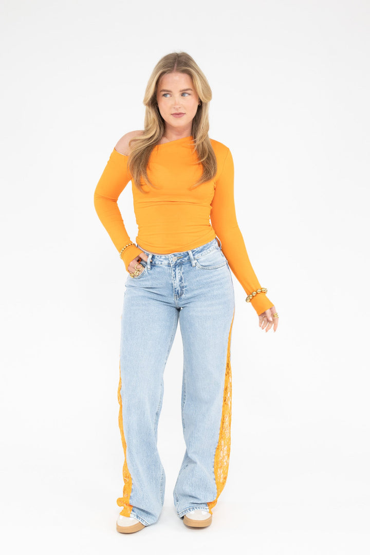 Orange Lace Jeans
