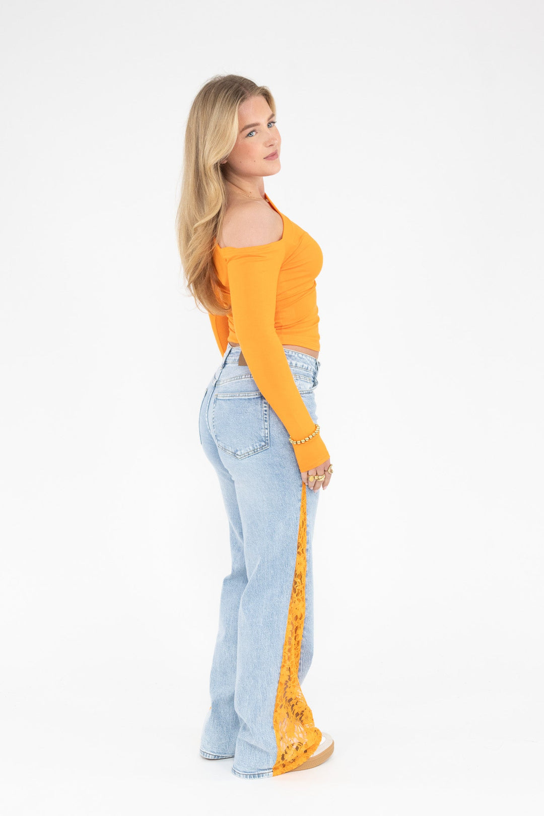 Orange Lace Jeans