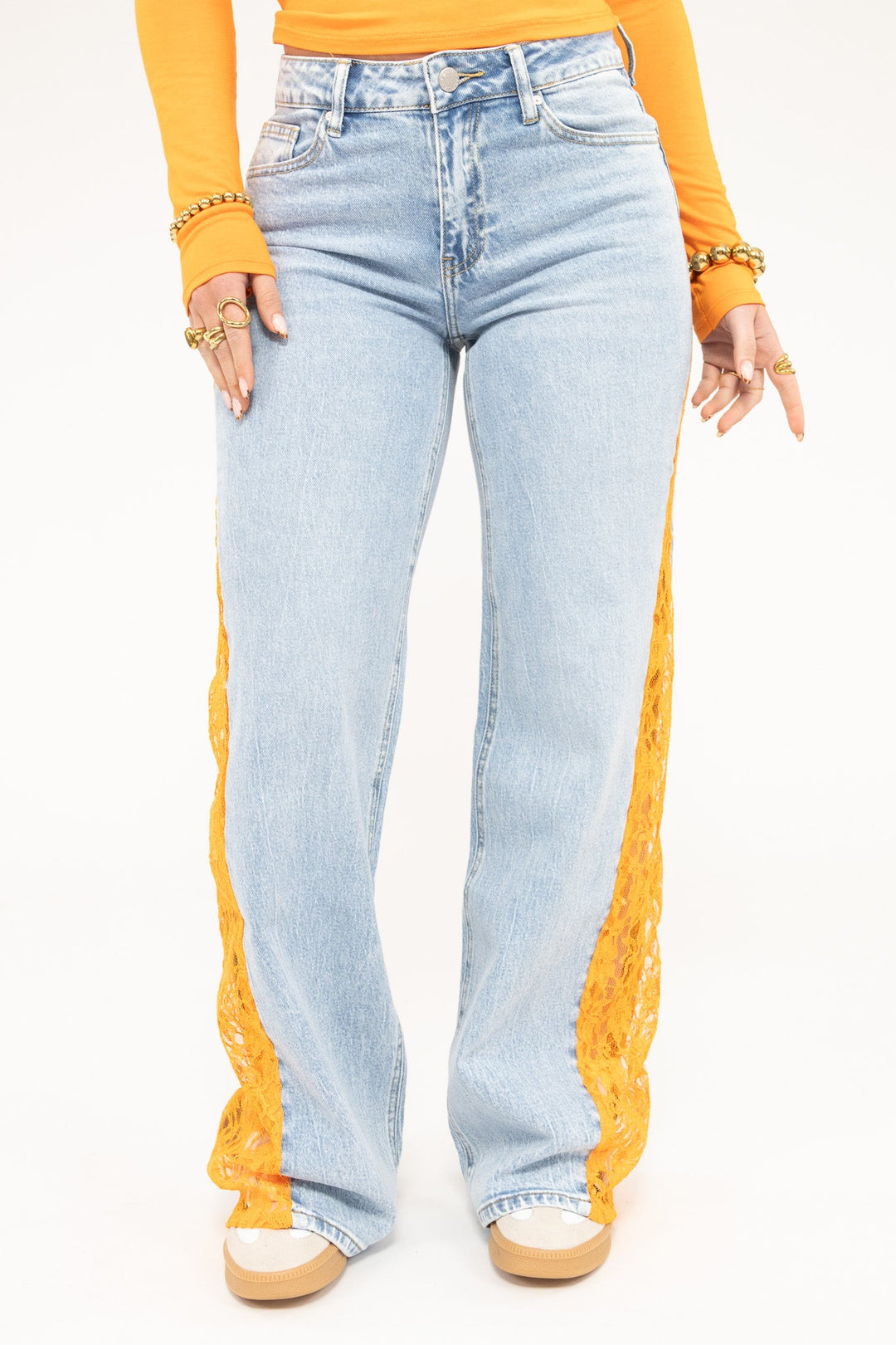 Orange Lace Jeans