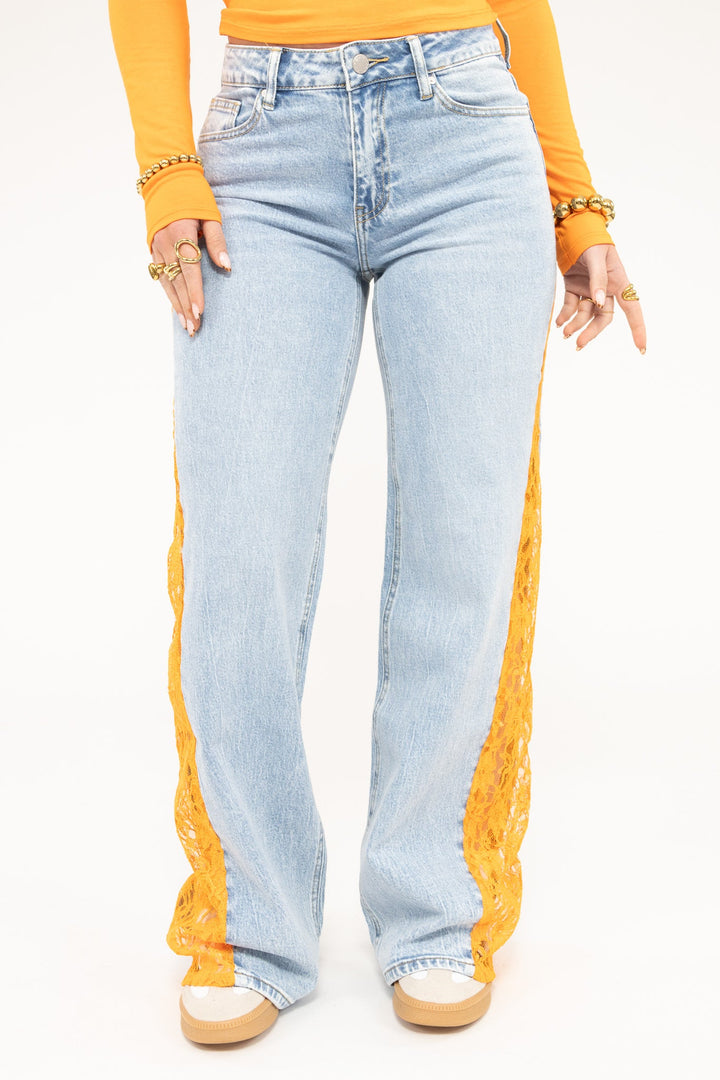 Orange Lace Jeans