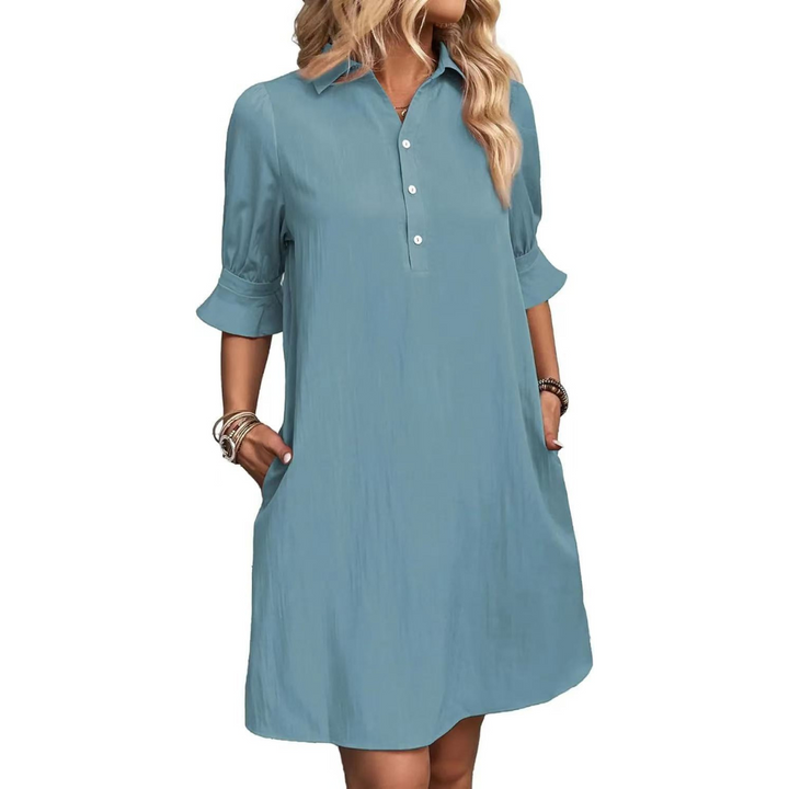Elara - Casual Button Down Shirt Dress