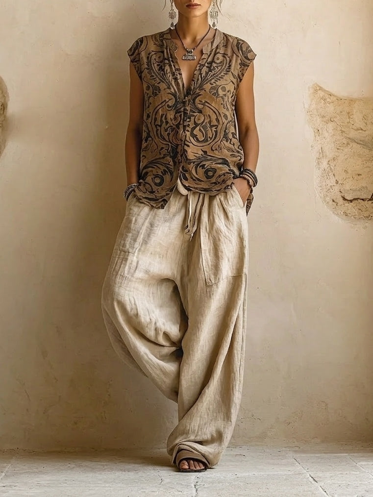 Women's Three-Piece Linen Set