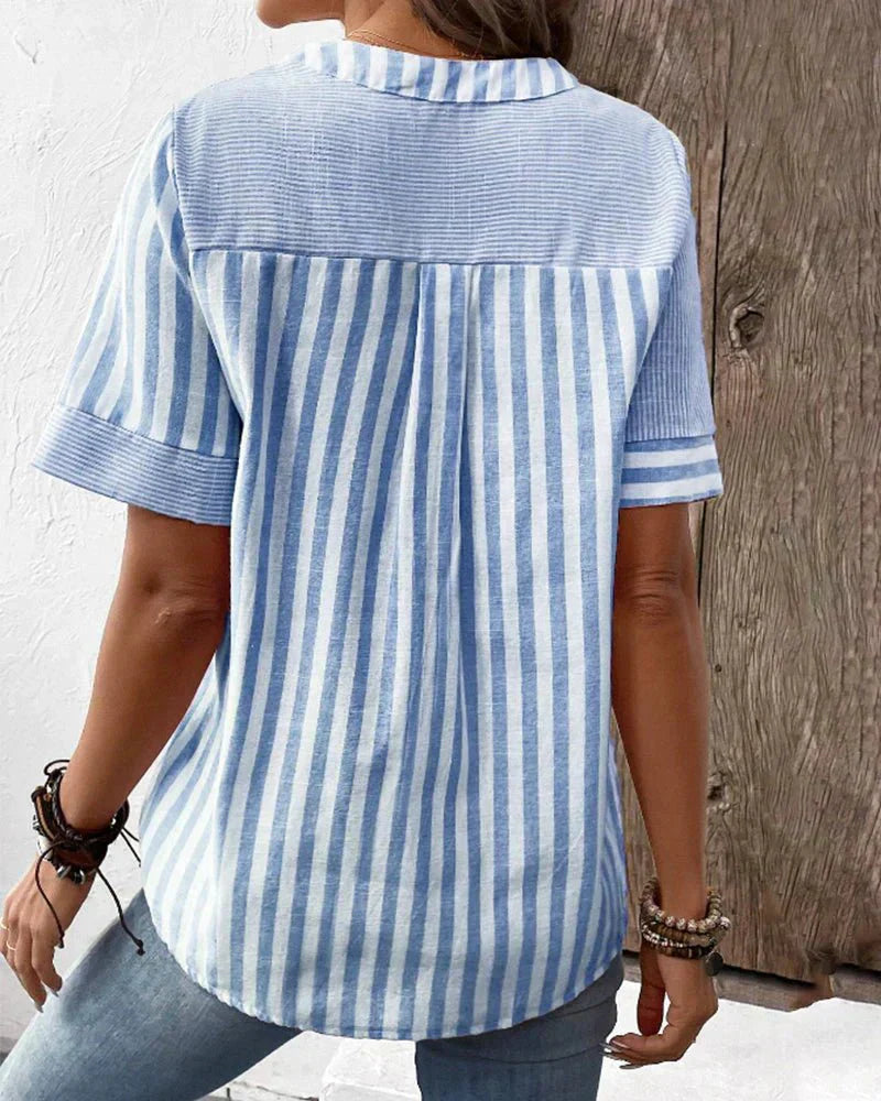 SUSIE – MIXED STRIPE BUTTON TOP